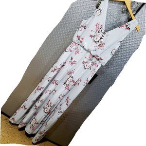 NWOT WAYF Side Slit Maxi Dress - Powder Blue Floral (M)